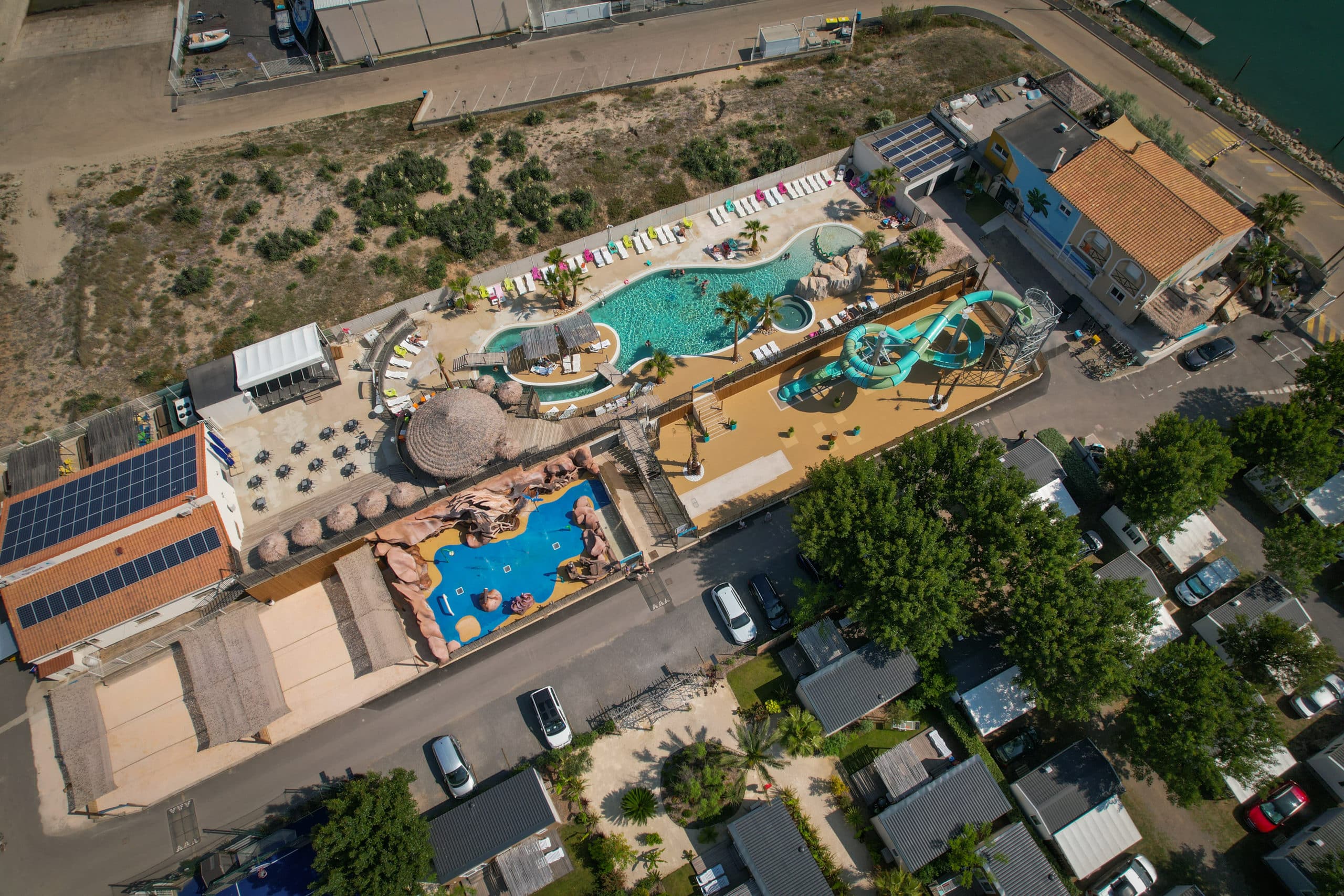 Vue aerienne du Camping Robinson Marseillan Plage
